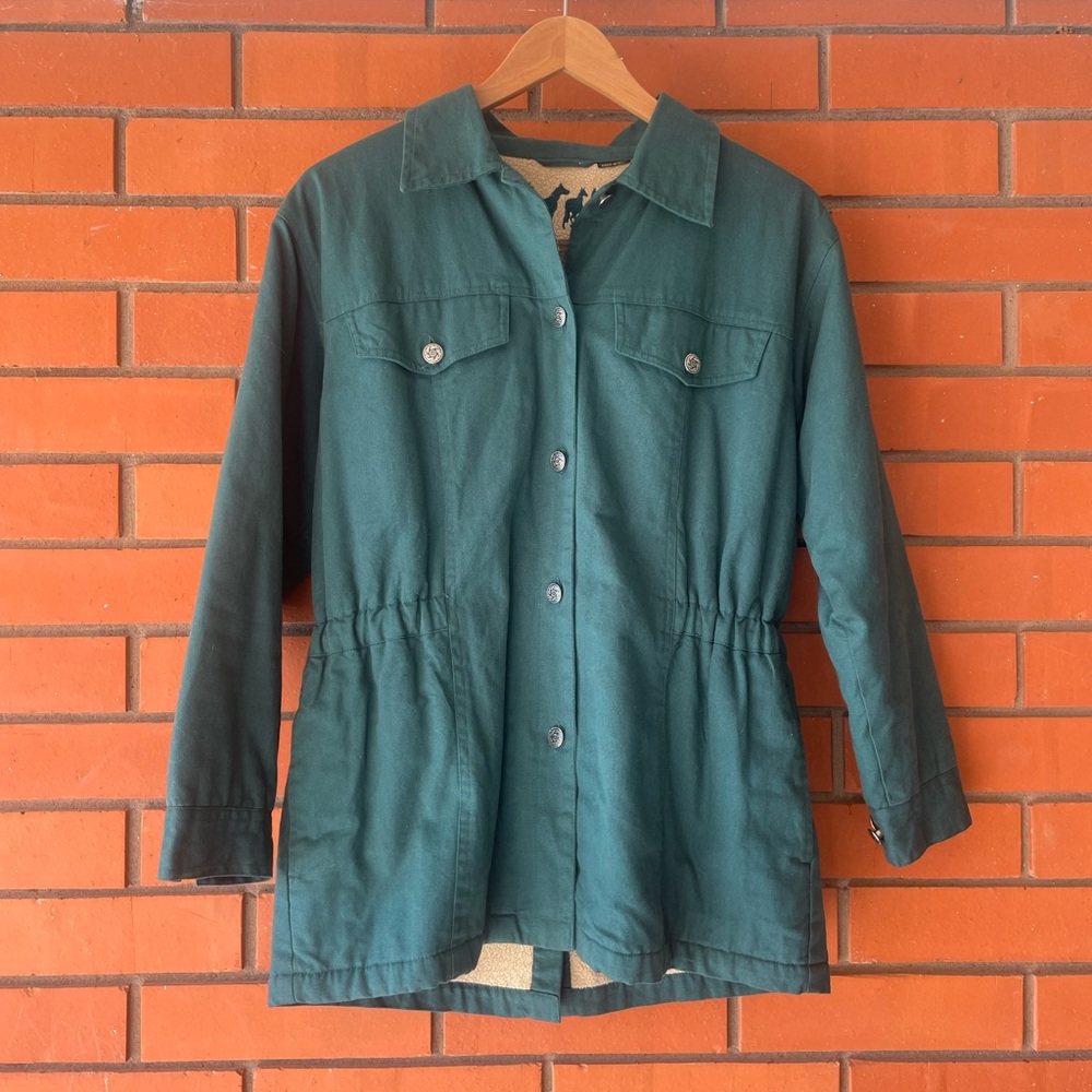 VTG. OUTBACK TRADING CO. Women's Green Chore Barn Button Front Coat Small